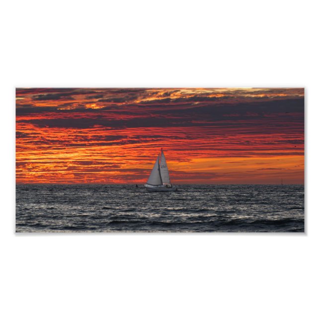 Sailboat at Sunset - Marina Del Rey, CA Photo Print (Front)