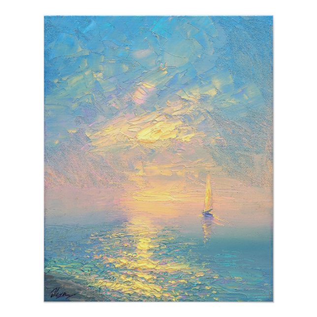 Sailboat at Sunset Poster (Front)