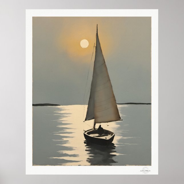 Sailboat at Sunset Poster (Front)