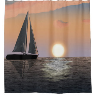 Sailboat at Sunset Shower Curtain