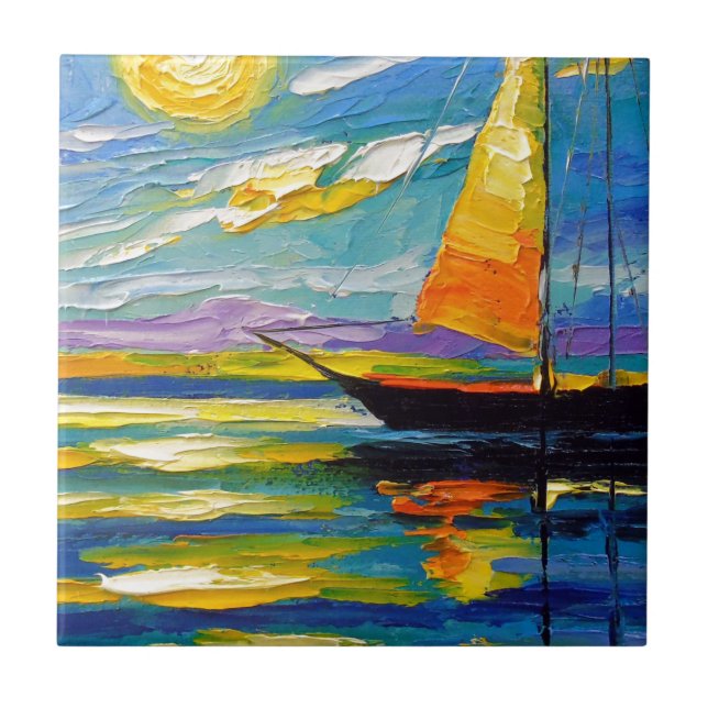 Sailboat at sunset tile (Front)