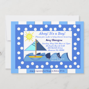 Sailboat Baby Boy Shower Invitation