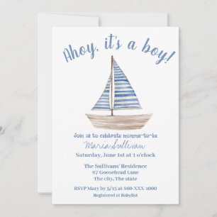 SAILBOAT Baby BOY Shower Invitation