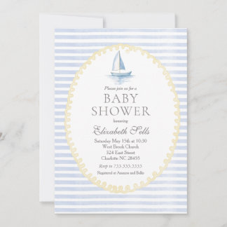 Sailboat Baby Shower Invitation, Boy baby shower Invitation