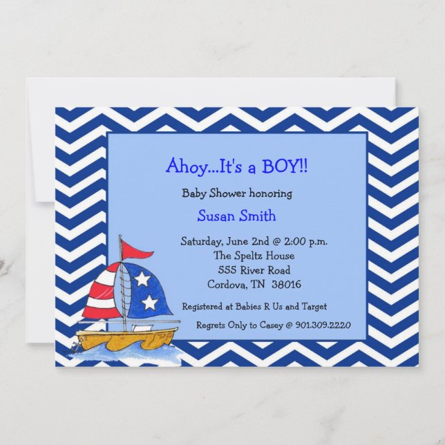 Sailboat Baby Shower Invitations (Front)
