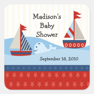 Sailboat Baby Shower Square Sticker! Sticker