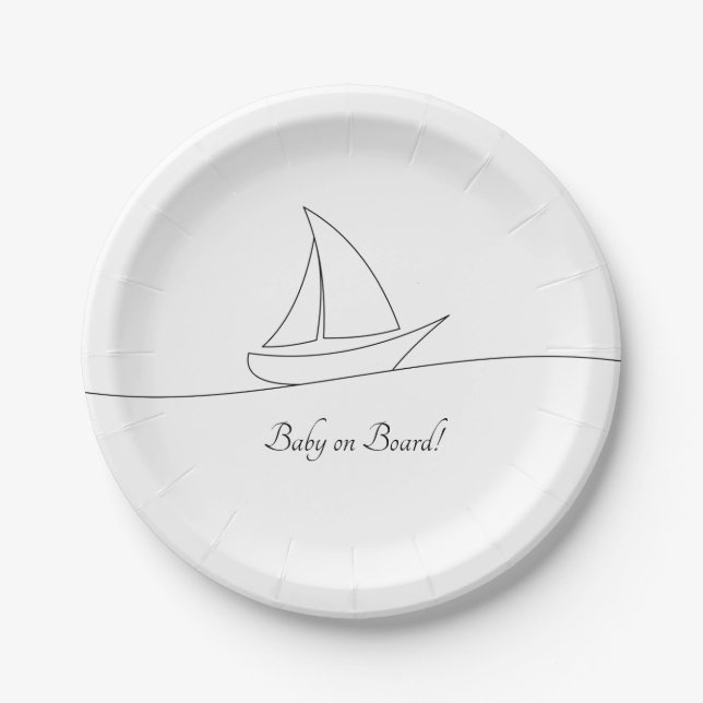 Sailboat Beach Theme Baby Shower  Paper Plate (Front)