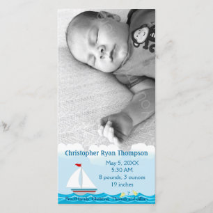 Sailboat Birth Announcement Photo Card