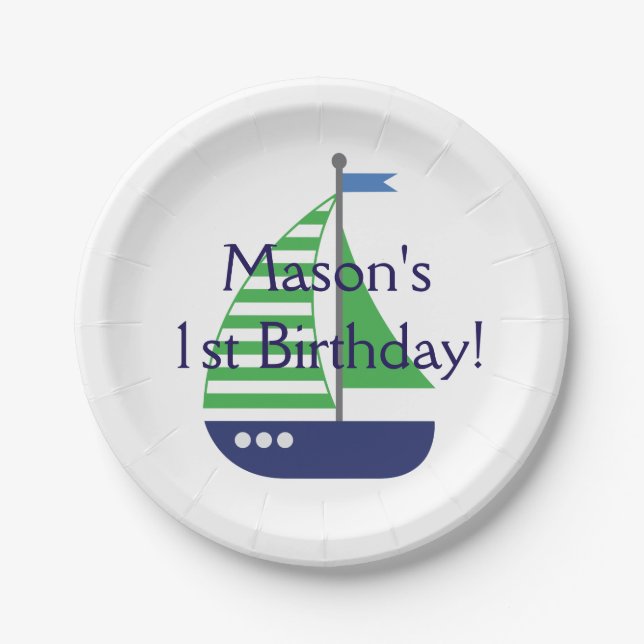Sailboat Birthday Paper Plates (Front)
