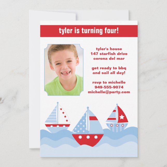 Sailboat Birthday Party Invitation (Front)