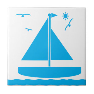 Sailboat Blue Tile