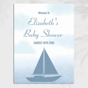 Sailboat Blue Watercolor Boy Baby Shower Poster