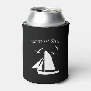 Sailboat Born to Sail Nautical Can Cooler