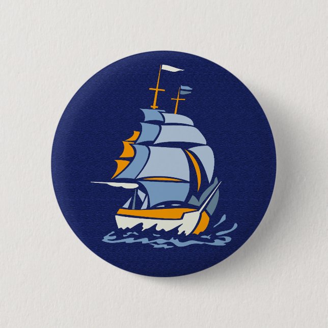 Sailboat button, customizable 2 inch round button (Front)