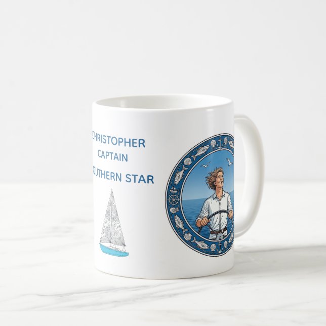 Sailboat Captain Coffee Mug (Front Right)