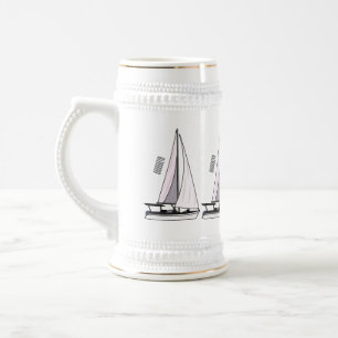 Sailboat cartoon illustration beer stein