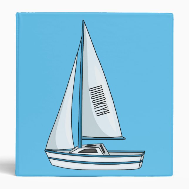 Sailboat cartoon illustration binder (Front)