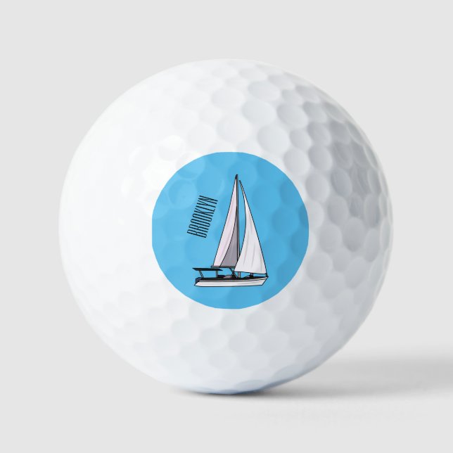 Sailboat cartoon illustration golf balls (Front)