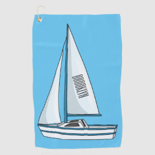 Sailboat cartoon illustration golf towel