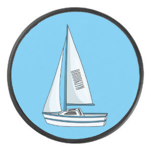 Sailboat cartoon illustration hockey puck