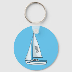 Sailboat cartoon illustration keychain