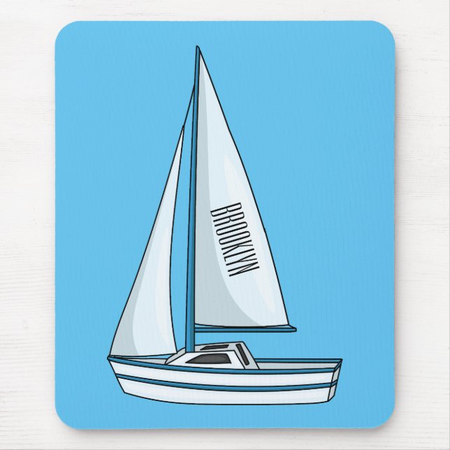 Sailboat cartoon illustration mouse pad (Front)