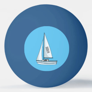 Sailboat cartoon illustration ping pong ball