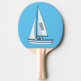 Sailboat cartoon illustration ping pong paddle