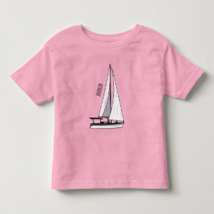 Sailboat cartoon illustration toddler t-shirt