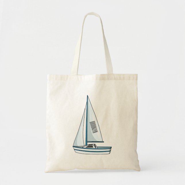 Sailboat cartoon illustration  tote bag (Front)