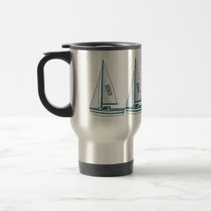 Sailboat cartoon illustration travel mug