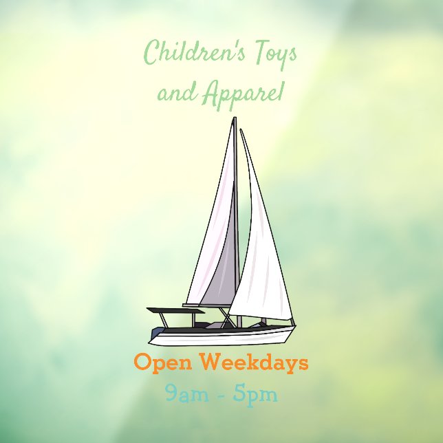 Sailboat cartoon illustration window cling (Sheet 3)