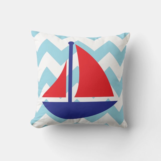 Sailboat Chevron Accent Pillow (Front)