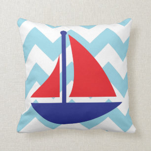 Sailboat Chevron Accent Pillow