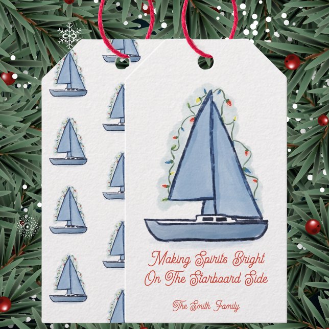 Sailboat Christmas Card Gift Tags (Creator Uploaded)