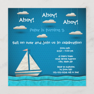 Sailboat & Clouds - Birthday Invitation