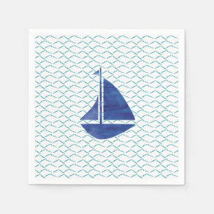 Sailboat Coastal Turquoise Waves Abstract  Napkin