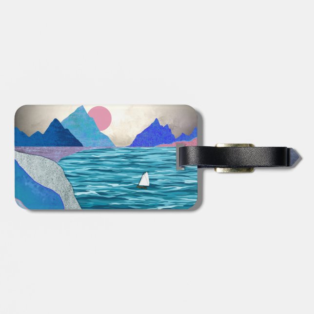 Sailboat Cove Landscape Luggage Tag (Back Horizontal)