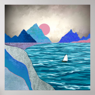 Sailboat Cove Landscape Poster