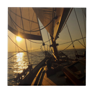 Sailboat Deck, Heading Into Setting Sun Tile