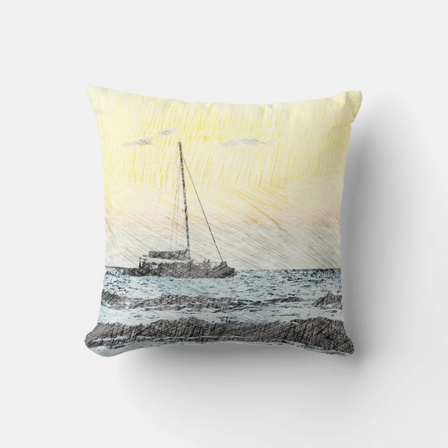 Sailboat Decorative Pillow (Front)