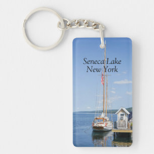 Sailboat docked in Seneca Lake Keychain