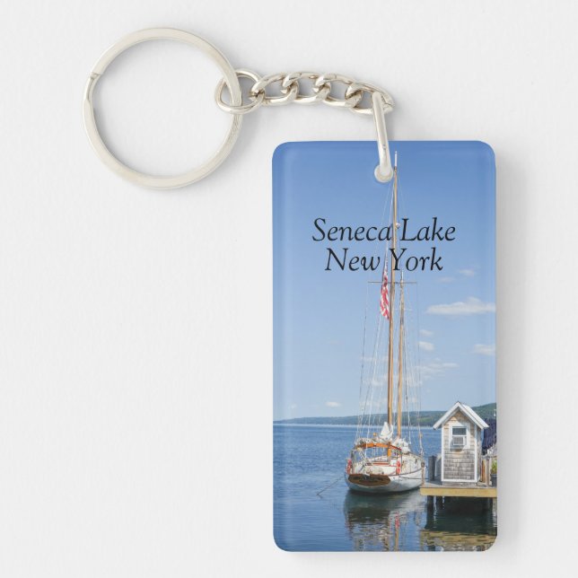 Sailboat docked in Seneca Lake Keychain (Front)