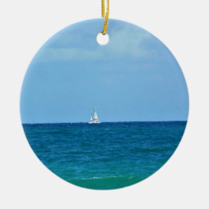 Sailboat, Fort Lauderdale, Florida Ceramic Ornament