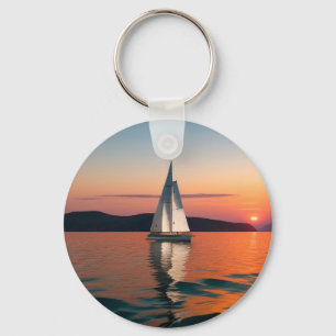 Sailboat Gliding on Calm Waters Keychain