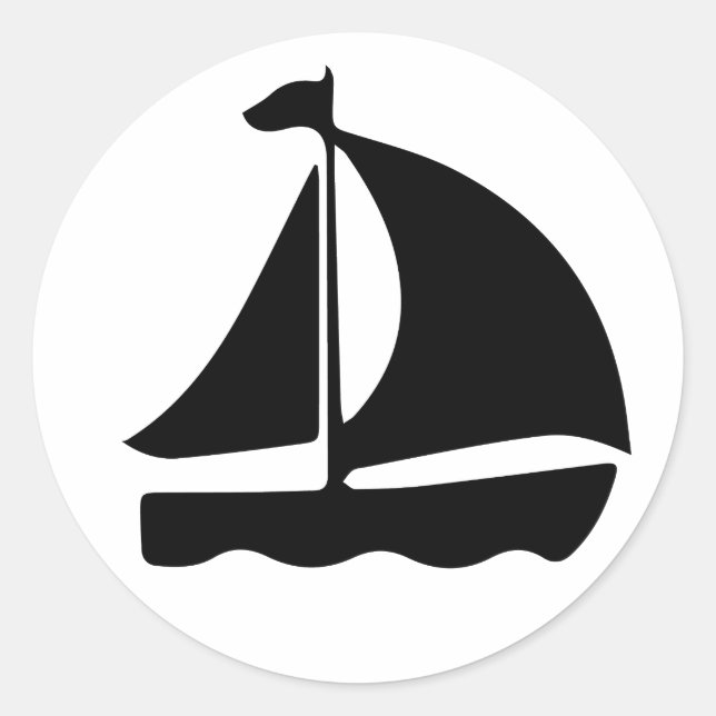 Sailboat Illustration Classic Round Sticker (Front)
