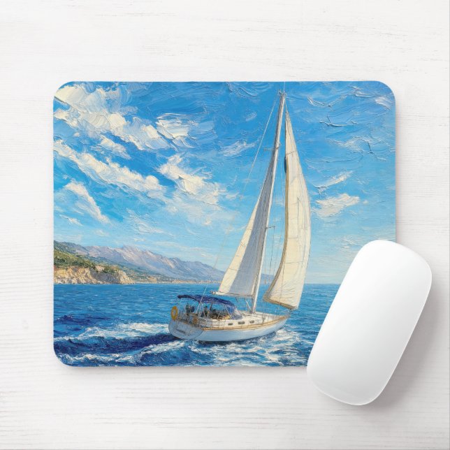 Sailboat Impasto Painting  Mouse Pad (With Mouse)