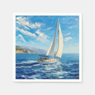 Sailboat Impasto Painting Napkin