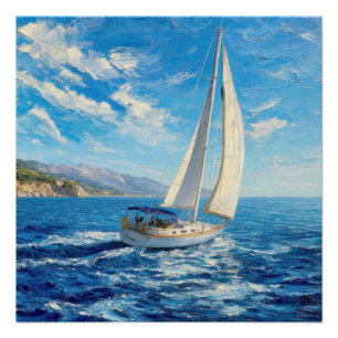 Sailboat Impasto Painting Poster