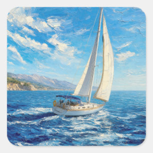 Sailboat Impasto Painting  Square Sticker
